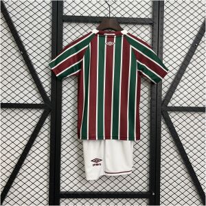 Kids Fluminense Home Kit 2025/26 front view on display