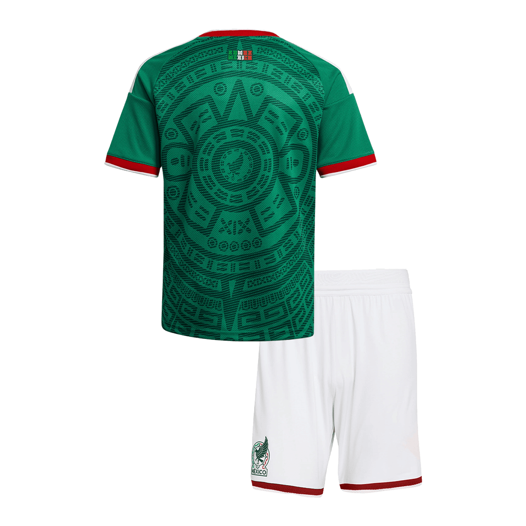 Kids Mexico World Cup Home Kit 2026 Kids Mexico World Cup Home Kit 2026 rear view of shirt and shorts