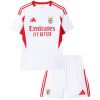 Kids Benfica Third Kit 2025/26 front view in white with red side panels