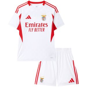 Kids Benfica Third Kit 2025/26 front view in white with red side panels