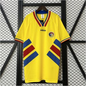 Mens Romania Retro Home Jersey 1994 front view on hanger