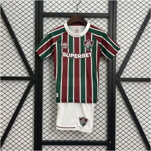 Kids Fluminense Home Kit 2025/26 front view on display