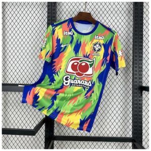 Mens Brazil Training Kit Pre-Match Jersey 2025 on hanger showing abstract brushstroke camo pattern