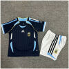 Kids World Cup Argentina Retro Away Kit 2006 laid flat showing navy Teamgeist jersey and white shorts
