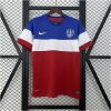 Mens World Cup USA Retro Away Jersey 2014 front view on hanger showing blue, white, and red color blocks