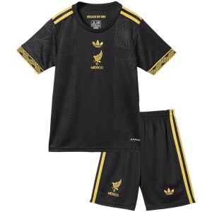 Kids black Mexico third kit with gold eagle crest front view