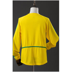 Mens World Cup Brazil Retro Long Sleeve Home Jersey 2002 back view detail