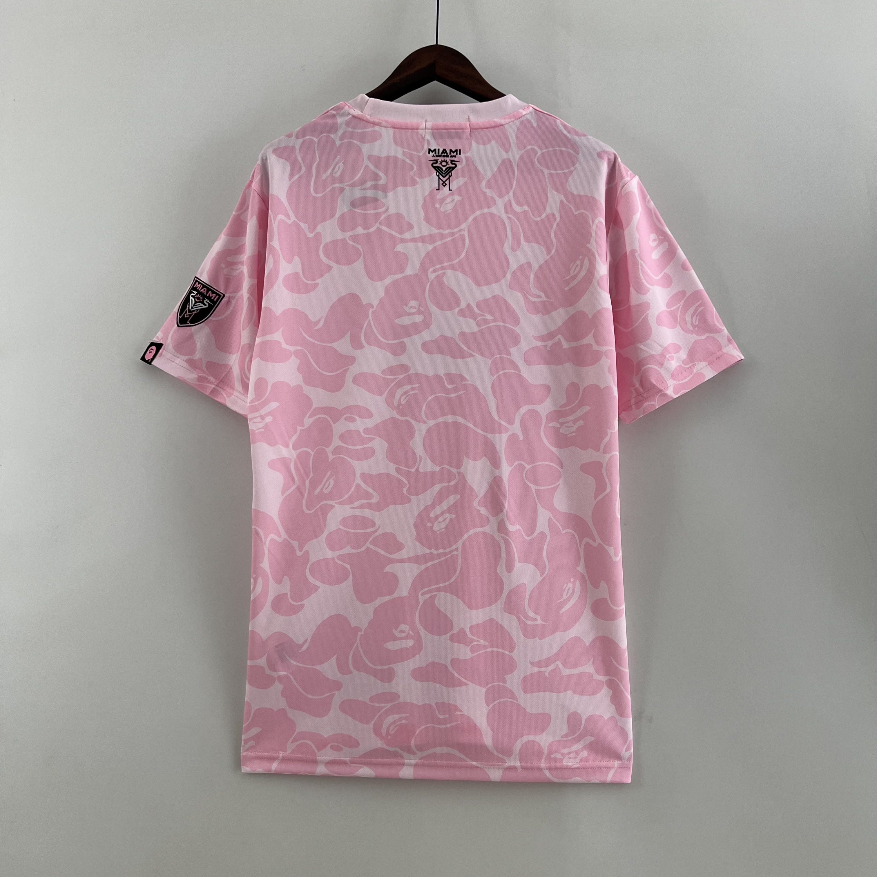 Mens Inter Miami Joint Edition Pink Jersey 2023/24 Mens Inter Miami Joint Edition Pink Jersey 2023/24 rear view showing matching team styling