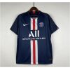 Mens PSG Retro Home Jersey 2019/20 on hanger showing midnight navy body and broad red-white Hechter stripe