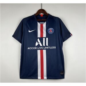 Mens PSG Retro Home Jersey 2019/20 on hanger showing midnight navy body and broad red-white Hechter stripe