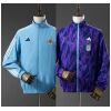 Mens Argentina Trench Coat Reversible Blue and Purple Windbreaker 2025 showing sky blue side and purple geometric side