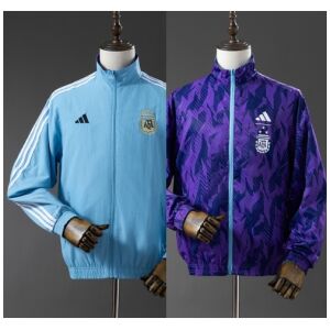 Mens Argentina Trench Coat Reversible Blue and Purple Windbreaker 2025 showing sky blue side and purple geometric side