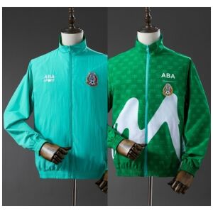 Mens Mexico Trench Coat Reversible Green and Blue Windbreaker 2025 showing aqua mint side and green wave side