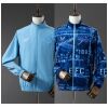 Mens Everton Trench Coat Reversible Blue Windbreaker 2025/26 showing reversible blueprint stadium graphics and full front zipper