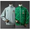 Mens Mexico Trench Coat Reversible Windbreaker 2025 showing sage grey side and green geometric side