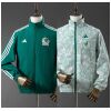 Mens Mexico Trench Coat Reversible Green Windbreaker 2025 showing solid green side and Aztec print side