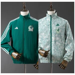 Mens Mexico Trench Coat Reversible Green Windbreaker 2025 showing solid green side and Aztec print side