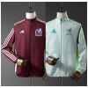 Mens Mexico Trench Coat Reversible Red Windbreaker 2025 showing wine red side and mint green side