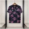 Mens Sunderland black training jersey front view with all-over pink floral print