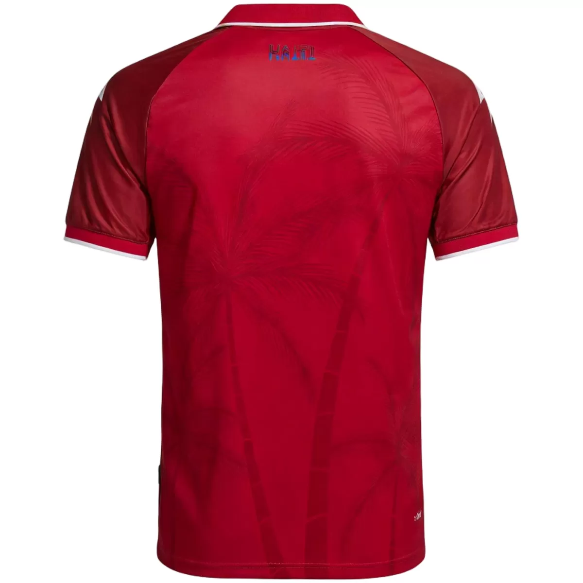 Mens Haiti World Cup Third Jersey 2026 Mens Haiti World Cup Third Jersey 2026 garnet red shirt back view with palm tree watermark