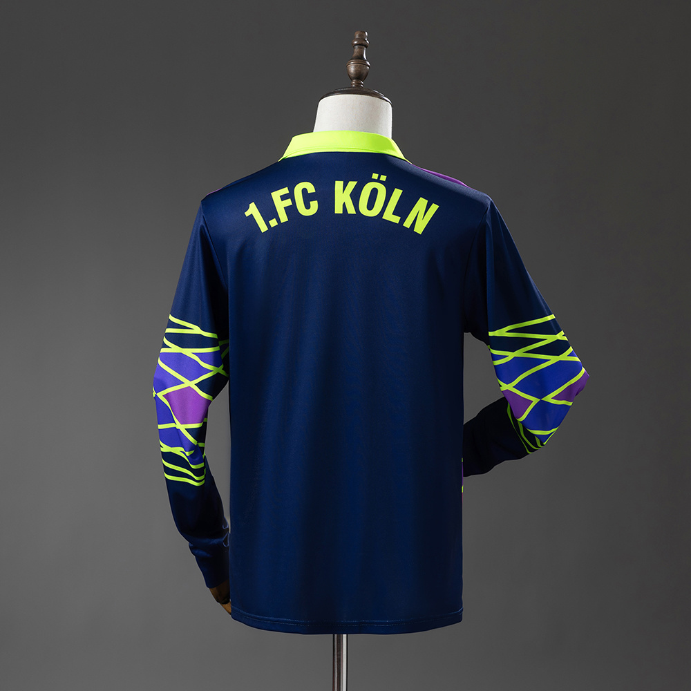 Mens FC Koln s Retro Long Sleeve Goalkeeper Jersey 1991/92 Mens FC Koln s Retro Long Sleeve Goalkeeper Jersey 1991/92 front view on display