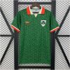 Mens Ireland St. Patrick Day Home Jersey 2025/26 front view on hanger showing Celtic knot print and shield crest