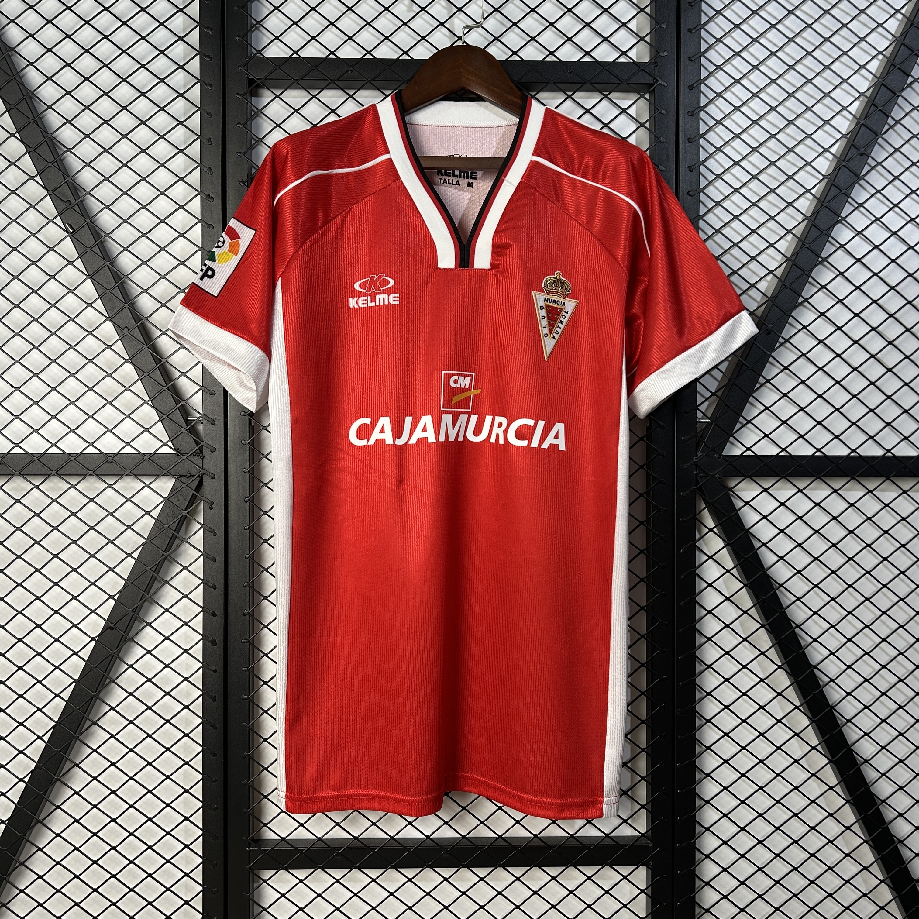 Mens Murcia Red Retro Jersey 1999/01 Mens Murcia Red Retro Jersey 1999/01 front view on display