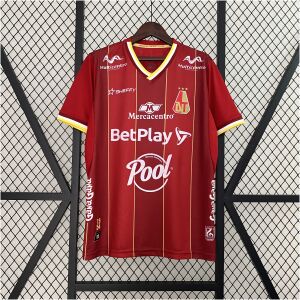Mens Tolima Home Jersey 2024/25 front view showing maroon shirt with yellow pinstripes