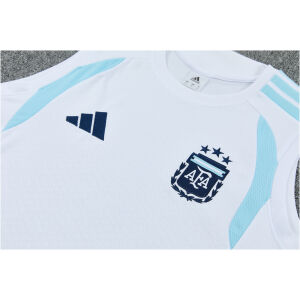 Mens Argentina World Cup White Training Kit Singlet Kits Kit 2026 rear view of shirt and shorts