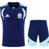 Front view of the Mens Argentina World Cup Blue Training Singlet Kit 2026 in navy with sky blue inserts and shorts