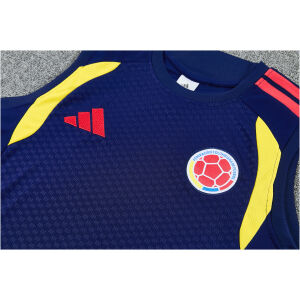 Mens Colombia World Cup Blue Training Kit Singlet Kits Kit 2026 rear view of shirt and shorts