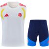 Front view of the Mens Colombia World Cup White Training Singlet Kit 2026 with white tank top and navy shorts