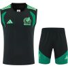 Front view of the Mens Mexico World Cup Blue Training Singlet Kit 2026 in dark charcoal with mint green accents