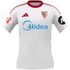 Sevilla home shirt with red crew neck and Midea chest print front view