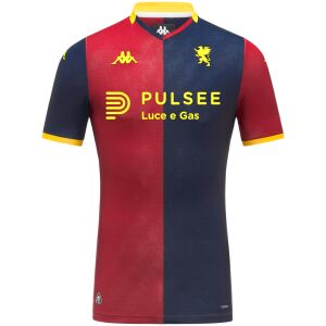 Mens Genoa CFC Home Jersey 2025/26 front view with yellow v-neck collar