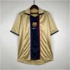 Barcelona retro away jersey pale gold with navy central panel, front view