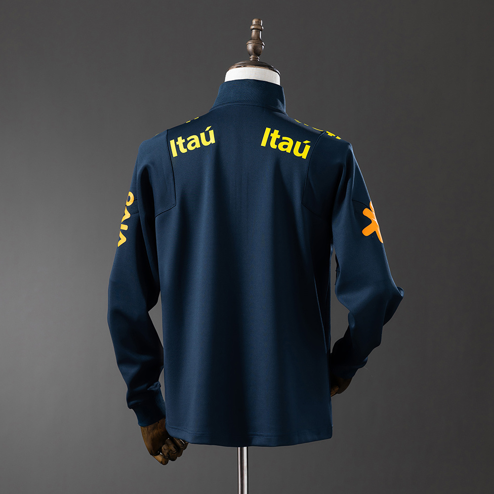 Mens World Cup Brazil Royal Blue Jacket Jersey 2022 Mens World Cup Brazil Royal Blue Jacket Jersey 2022 back view detail