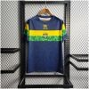 Mens World Cup Brazil Blue Special Edition Jersey 2022 on hanger showing navy body with yellow and green chest band