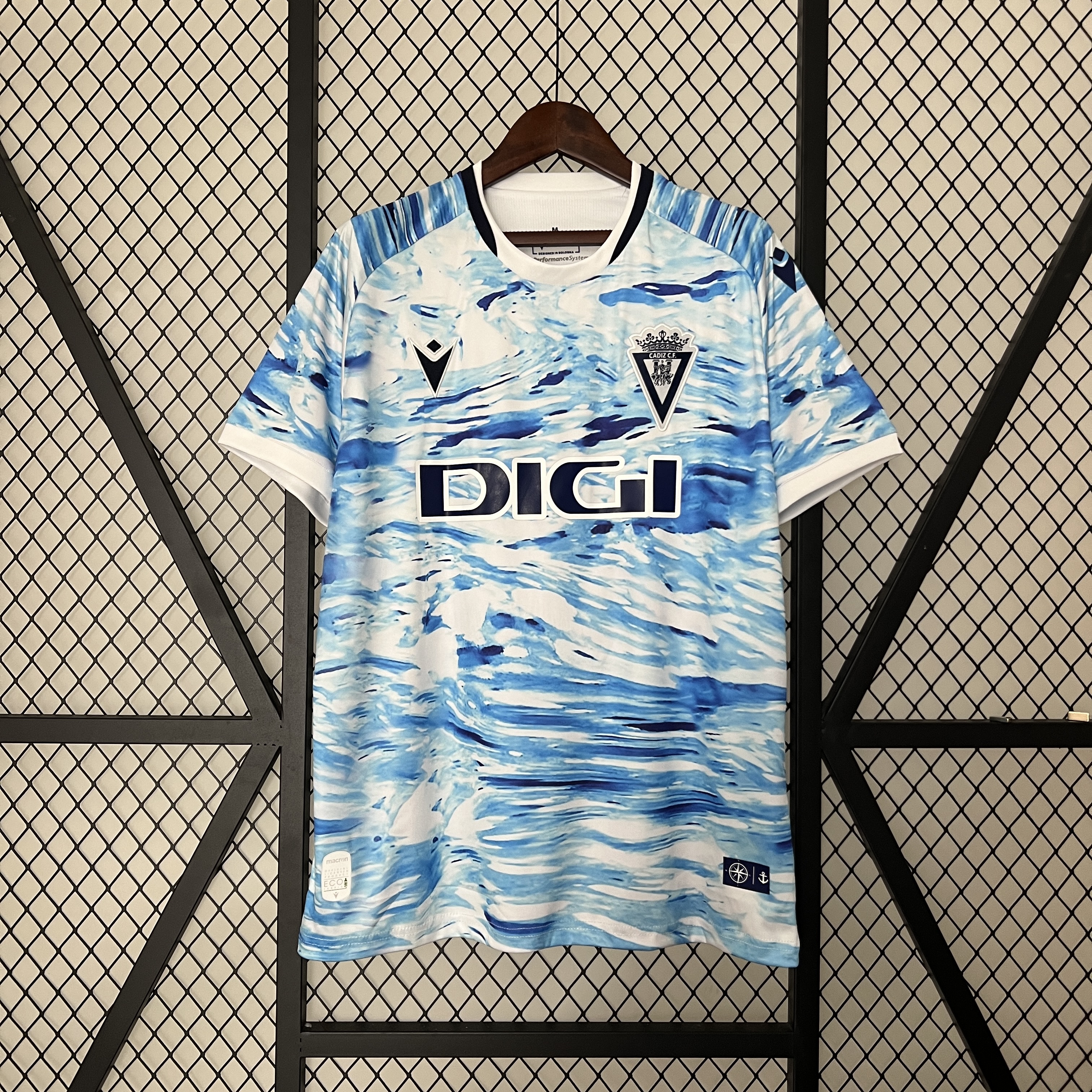 Mens Cadiz blue Special Edition Jersey 2024/25 Mens Cadiz blue Special Edition Jersey 2024/25 front view on display