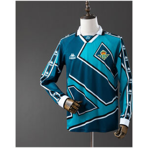 Mens Real Betis Retro Long Sleeve Away Jersey 1995/97 front view on display