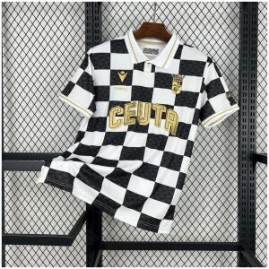 Mens AD Ceuta FC White and Black Special Edition Jersey 2024/25 front view on display