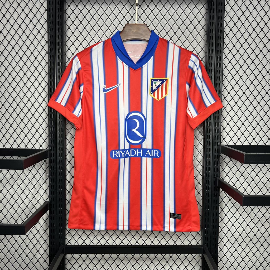 Mens Atletico Madrid Home Jersey 2024/25 Mens Atletico Madrid Home Jersey 2024/25 front view on display