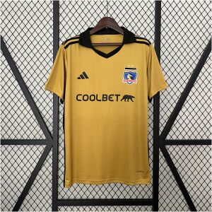 Mens colo colo game Fourth Jersey 2024/25 front view showing gold torso