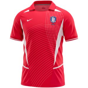 South Korea 2002 red retro home shirt with blue tiger crest front view