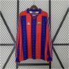 Mens Barcelona retro long sleeve home jersey blaugrana stripes front view