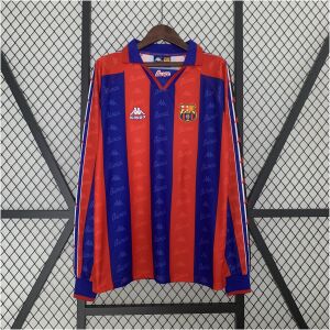 Mens Barcelona Retro Long Sleeve Home Jersey 1996/97 Mens Barcelona retro long sleeve home jersey blaugrana stripes front view