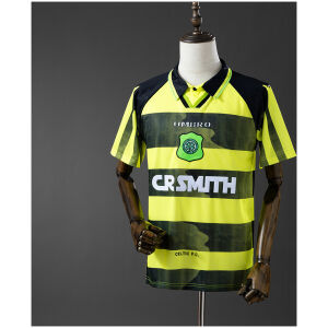 Mens Celtics Retro Away Jersey 1996/97 front view in lime yellow and green