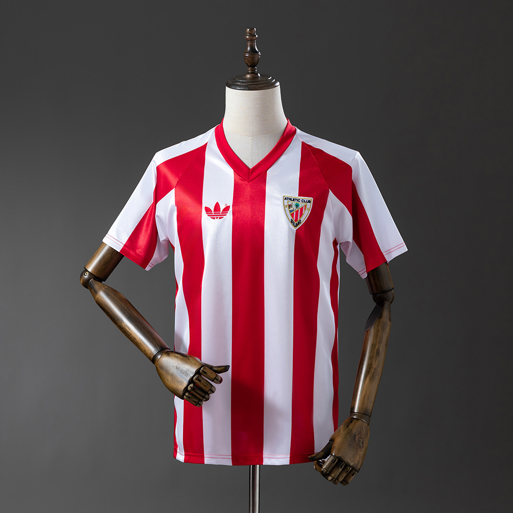 Mens Athletic Bilbao Retro Home Jersey 1986/87 Mens Athletic Bilbao Retro Home Jersey 1986/87 front view on display