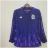 Mens Argentina 2 stars s Long Sleeve Away Jersey 2022 on hanger showing deep purple body with flame graphics