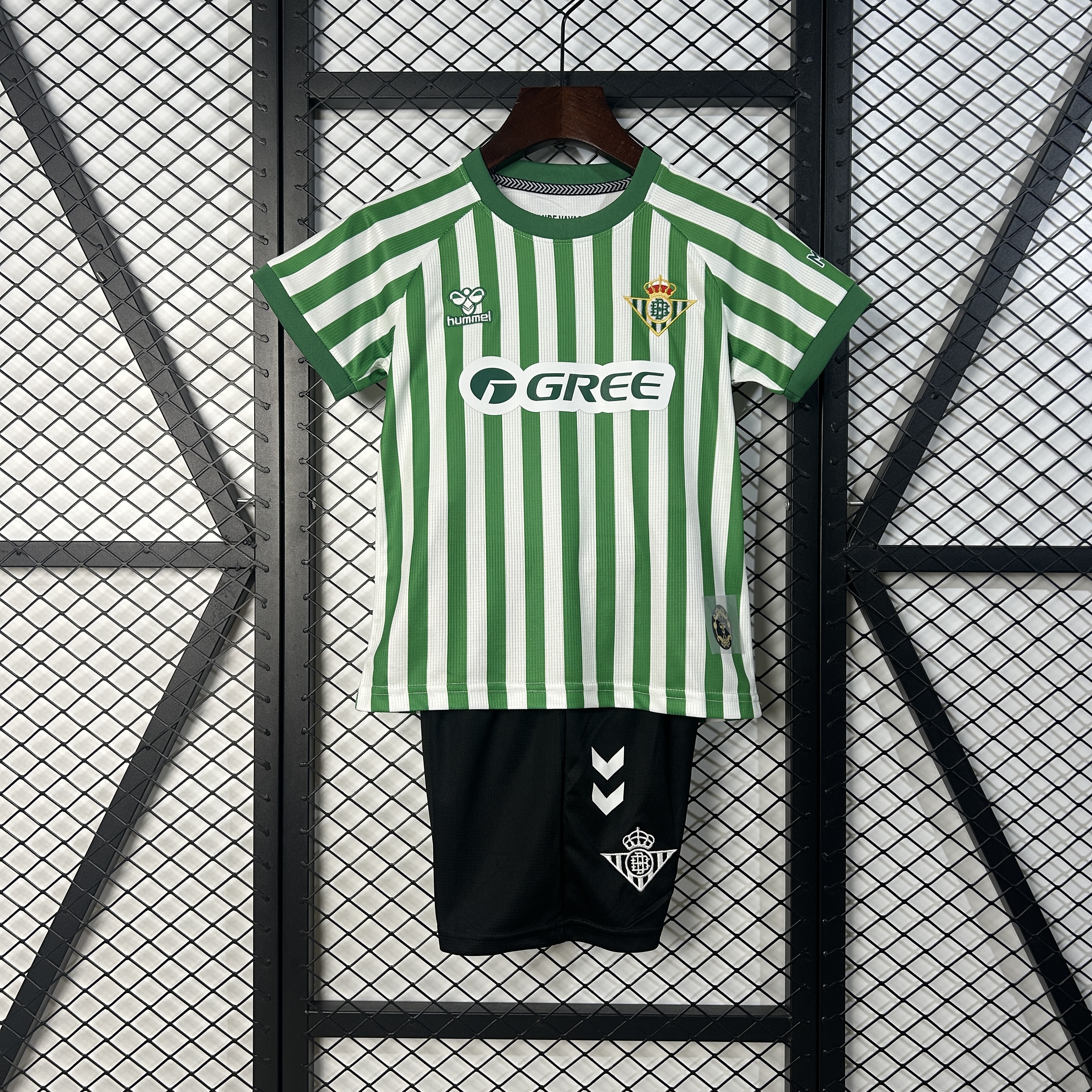 Kids Real Betis Special Edition Kit 2025/26 Kids Real Betis Special Edition Kit 2025/26 front view on display